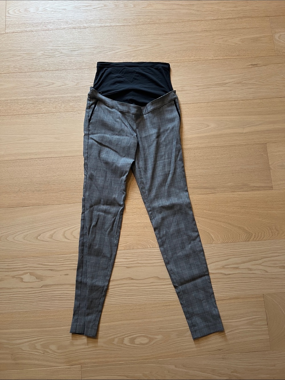 Gray Plaid Maternity Dress Pants XS